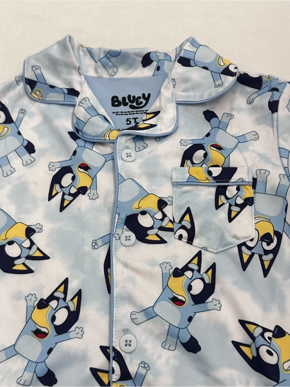 Bluey Light Blue Toddler Girl Super Soft Pajama 2-Piece Short Set, Size 5T NWT's